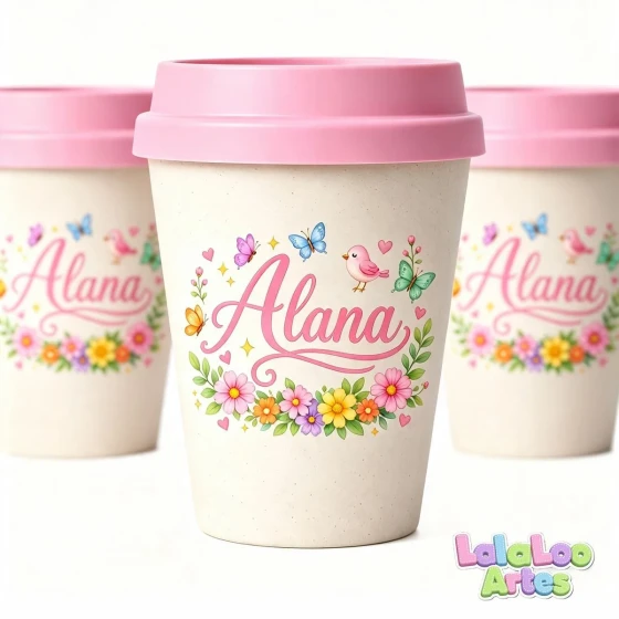 Mini Copo Jardim Encantado Eco Madeira 250ml com Tampa Bucks Primeira Volta ao Sol