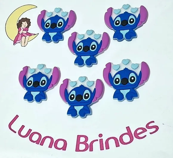 Aplique Stitch 3cm Emborrachado Pacote com 6 Unidades