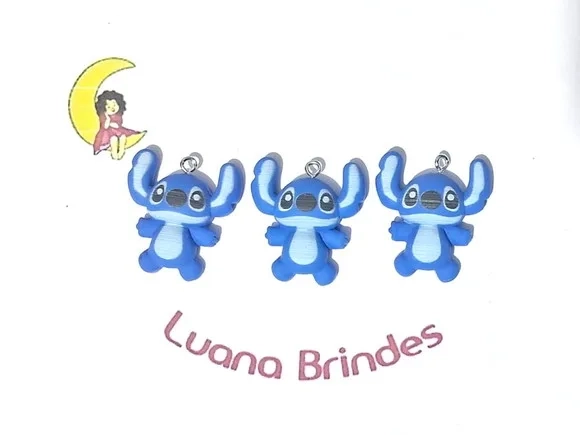 Pingente Stitch e Angel 3cm de Resina Pacote com 6 Unidades