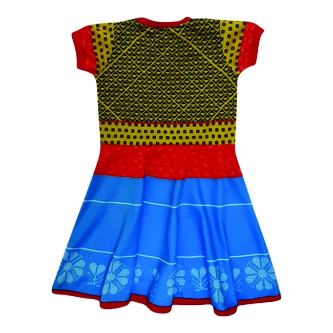 Vestido Infantil Fantasia Camponesa de Contos de Fadas Azul e Vermelho