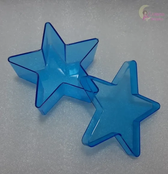 Caixinha Estrela Azul de acrílico p/Lembrancinha-pct c/4 und