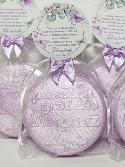Lembrancinha de Aniversário: Sabonete Desejos de Gratidão G