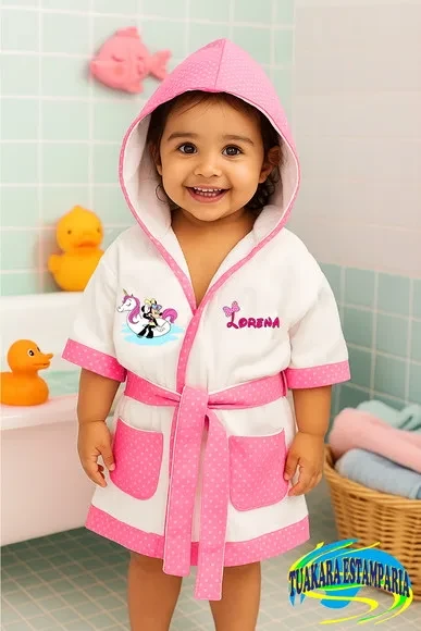Roupão Infantil da Minnie Rosa
