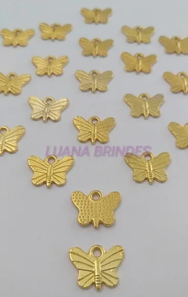 Pingente Borboleta de Metal Dourado - Pct c/ 15 Unidades