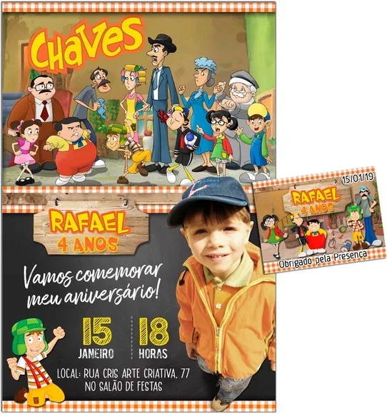 CONVITE DIGITAL C/TAG Chaves Chalk com foto