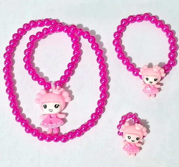 Kit Colar Anel e Pulseira Infantil Princesa