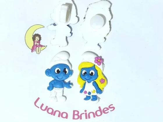 Smurf e Smurfette C/adaptador de Crocs ou Tênis 6 Unidades