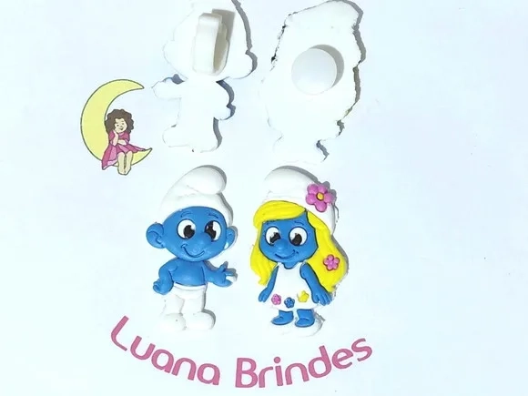 Smurf e Smurfette C/adaptador de Crocs ou Tênis 6 Unidades