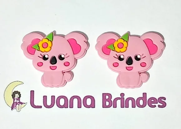 Aplique Coalas Rosa e Cinza Emborrachado Pacotes com 6 Peças