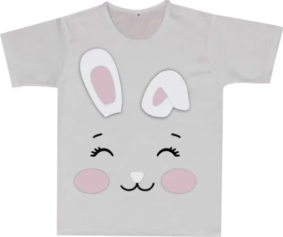 Camiseta Infantil Estampa de Coelho Fofo Carinha de Coelhinho