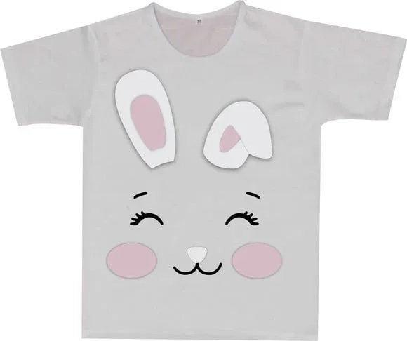 Camiseta Infantil Estampa de Coelho Fofo Carinha de Coelhinho