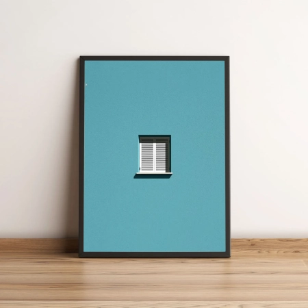 Quadro Janela Minimalista em Azul 366