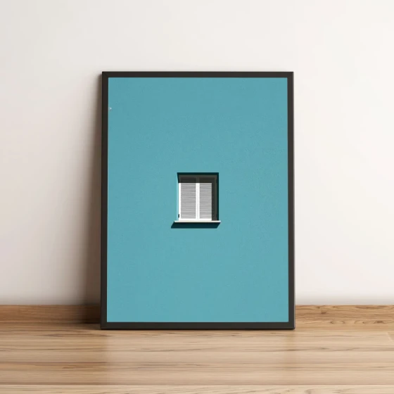 Quadro Janela Minimalista em Azul 366