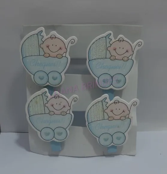 Mini pregador de madeira decorativo baby-Cartela c/4 unid