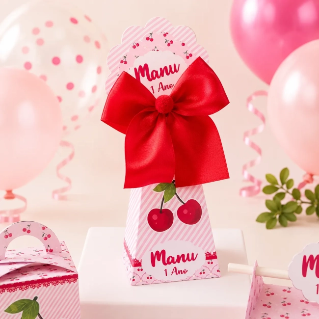 kit caixinhas Cereja | Personalizado | Festa infantil | Pré montada | Mimo| Personalizados