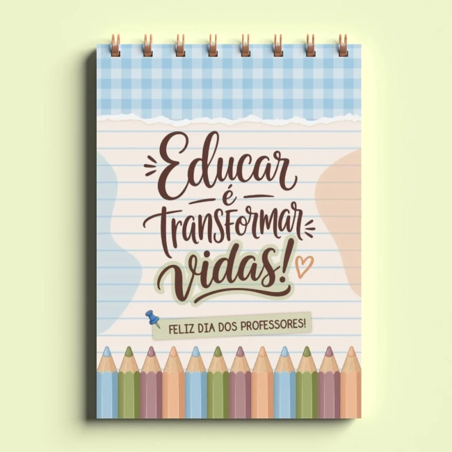 Bloco de Notas Professores Personalizado 11x15cm- Capa dura Dia dos Professores