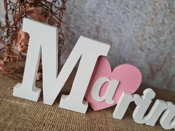 Letras de MDF -Nomes Coração