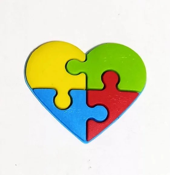 Aplique Coração Autismo Azul Emborrachado- 6 Peças