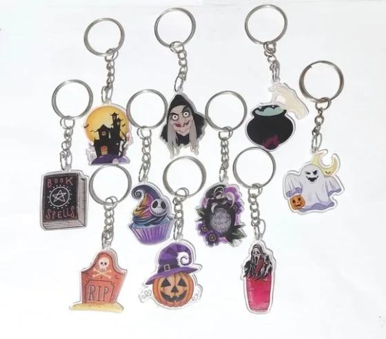 Chaveiro Halloween Acrilico 4cm Pacote com 10 Unidades