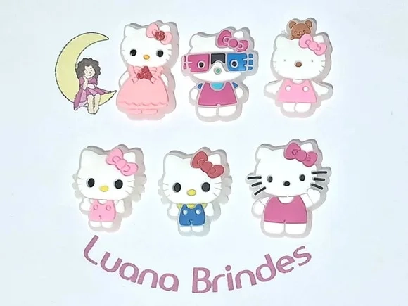 Aplique Hello Kitty Flourescente Emborrachado 6 Unidades