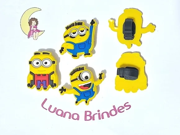 Pins para Cadarço Minions 3cm Emborrachado Pacote C/6 Peças