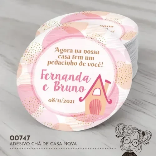 Adesivo Redondo Chá de Casa Nova - 00747