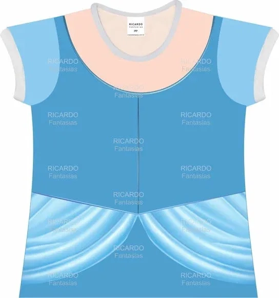 Blusa Adulto Fantasia Princesa Azul Carnaval e Festa Temática