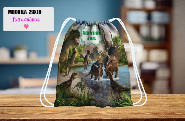 Mochilinha personalizada para lembrancinhas dos Dinossauros