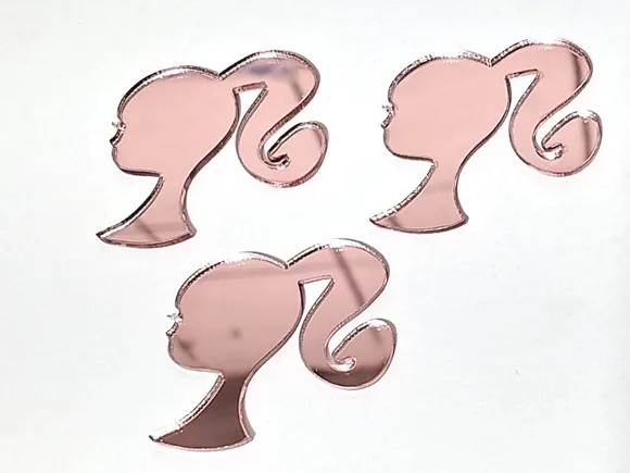 Aplique Barbie Acrílico Espelhado Rose Pacotes com 10 Peças