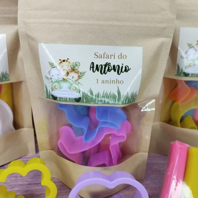 40 Unidades Kit Massinha Zip Lock - Safári - Trabalhamos com qualquer tema - Informar tema no chat