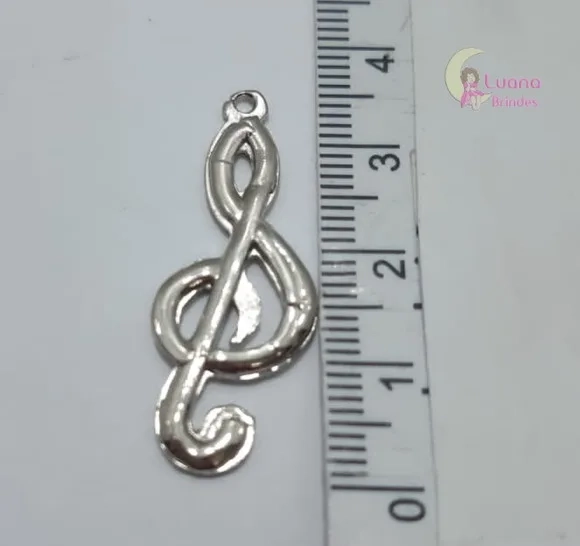 Pingente Nota Musical de Metal Prata - pct c/14 unid