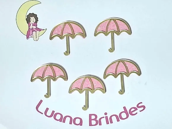 Aplique Guarda Chuva Acrílico Dourado Pacotes com 10 Unid.