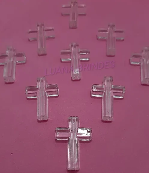 Cruz Lisa de Acrílico Furo Passante 2,4cm Pct 12 Unidades