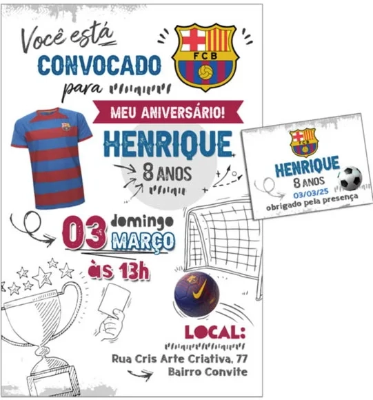 Convite Digital C/tag Futebol Barcelona