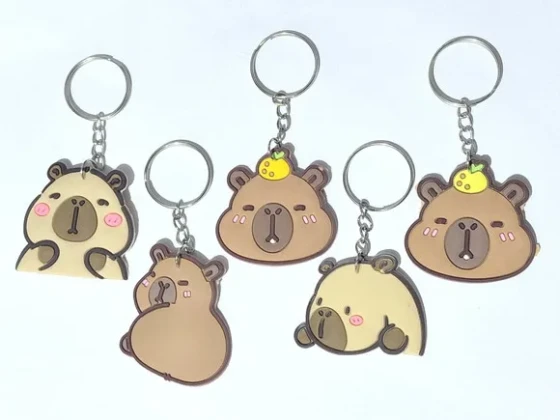 Chaveiro Capivara Emborrachado 4cm Pacote com 5 Unidades