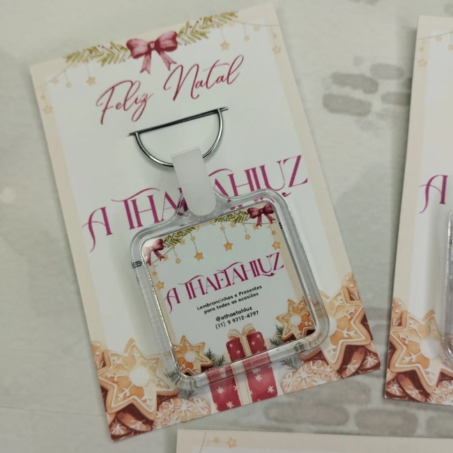 20 Unidades - Lembrancinhas Chaveiro de Natal Personalizado - Mimo de Natal