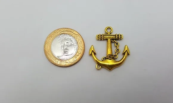 Pingente Âncora Metal Dourado de 3cm Pct c/ 10 Unidades