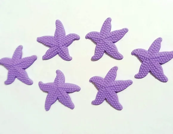 Aplique Estrela do Mar Lilás Emborrachado - 7 Unidades