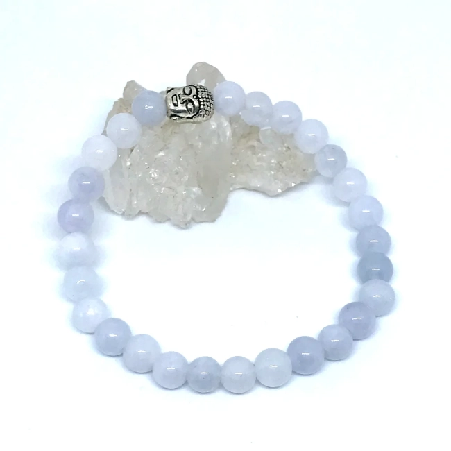 Pulseira Japamala 27 Contas Água Marinha Natural Bem Clara (Delicada)