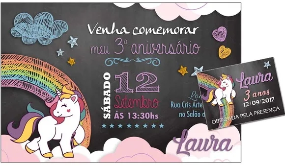 CONVITE DIGITAL C/TAG Unicórnio