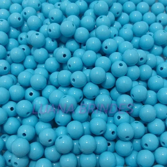 Bolinha Plática Leitosa Azul Passante 8mm Pct 100 Unidades