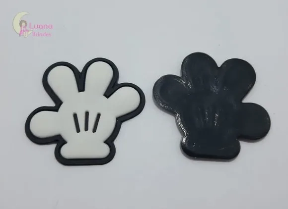 Aplique Mãozinha Mickey de Borracha - Pct C/6 Unidades
