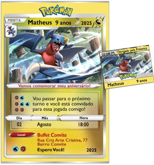 Convite Digital C/tag Pokemon Carta Garchomp
