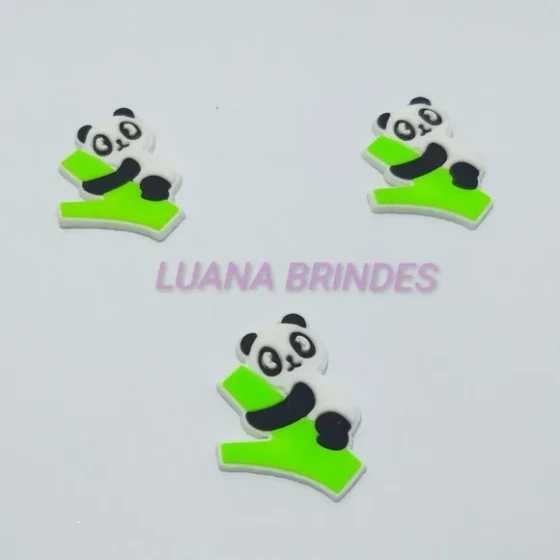 Aplique Panda Emborrachado - pct com 10 unidades