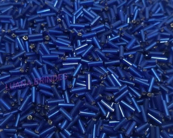Canutilho Azul de acrílico - 3mm - pct com 50 gramas