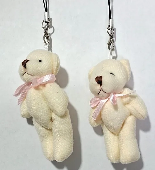 Chaveiro Ursinho de Pelúcia Creme 6,8cm x 4cm - 2 Unidades