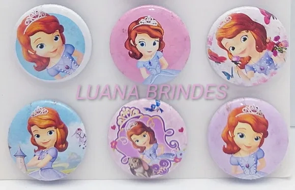 Bottons da Princesa Sofia - cartela com 6 unidades