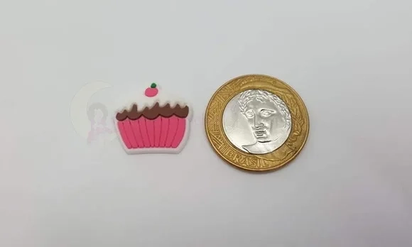 Aplique Cupcake Rosa Emborrachado de 2cm