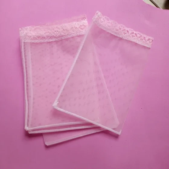Saquinho Organza Tunil com Renda Rosa 12x19cm