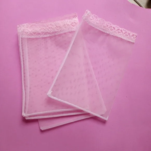 Saquinho Organza Tunil com Renda Rosa 12x19cm